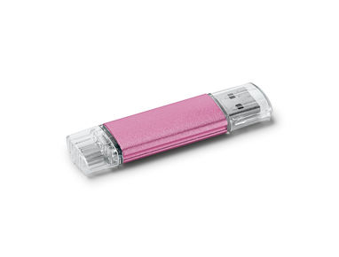 Флешка с USB и micro USB 1GB, цвет розовый - 97518.11-1GB- Фото №1