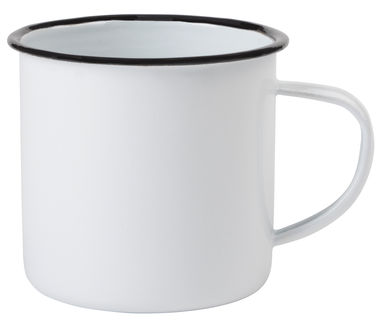 Кружка емальована RETRO CUP, колір білий - 56-0304421- Фото №1