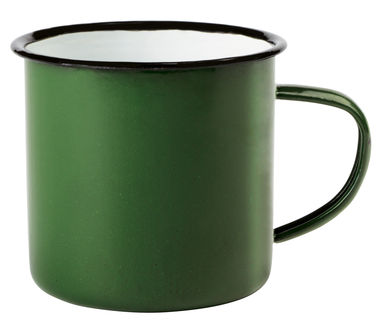 Кружка емальована RETRO CUP, колір зелений, білий - 56-0304424- Фото №1