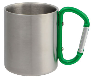 Кружка з нержавіючої сталі HIKING DAY, колір зелений, сріблястий - 56-0603143- Фото №1
