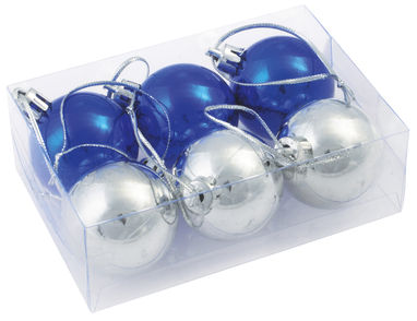 Різдвяні прикраси XMAS LINE, колір синій, сріблястий - 56-0905021- Фото №1