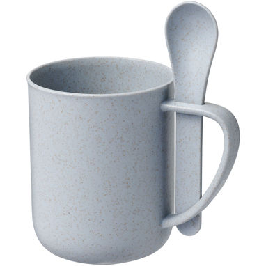 Чашка з ложкою Rye , колір сірий - 10064615- Фото №1