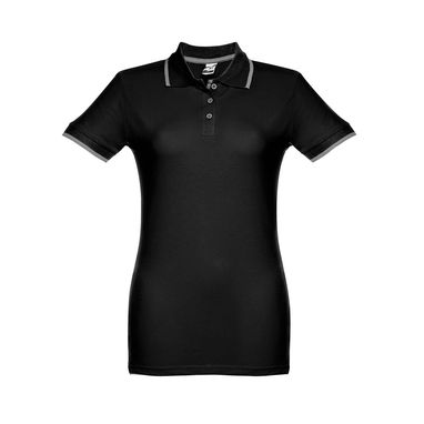 ROME WOMEN. Женское поло  slim fit, цвет черный  размер XL - 30139-103-XL- Фото №2