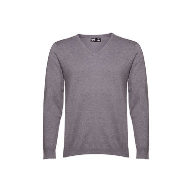 THC MILAN. Чоловічий пуловер з v-подібним вирізом, колір матовий сірий  розмір L - 30149-193-L- Фото №2