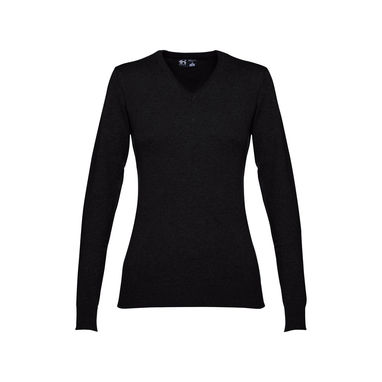 MILAN WOMEN. Женский пуловер с v-образным вырезом, цвет черный  размер L - 30150-103-L- Фото №2