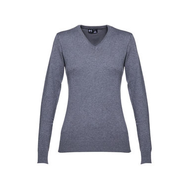 THC MILAN WOMEN. Жіночий пуловер з v-подібним вирізом, колір матовий сірий  розмір L - 30150-193-L- Фото №2