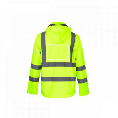 THC ZAGREB WORK. Чоловіча куртка softshell зі світловідбивачами та зі знімним капюшоном, колір жовтий гексахром  розмір L - 30182-188-L- Фото №3