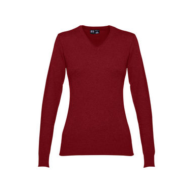 MILAN WOMEN. Женский пуловер с v-образным вырезом, цвет бордовый  размер L - 30150-115-L- Фото №2