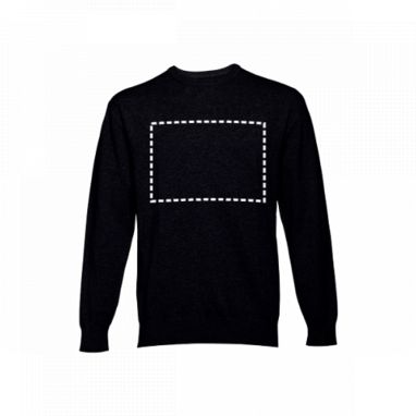 MILAN RN. Пуловер з заокругленим вирізом горла для чоловіків, колір чорний  розмір S - 30210-103-S- Фото №3