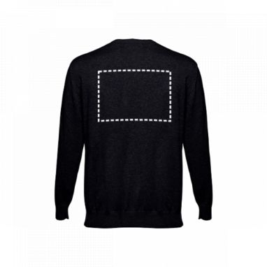 MILAN RN. Пуловер з заокругленим вирізом горла для чоловіків, колір чорний  розмір S - 30210-103-S- Фото №4