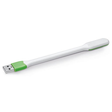Гнучкий ліхтар з силікону з 4 світлодіодами і роз'ємом USB, колір зелений - 45314-119- Фото №2