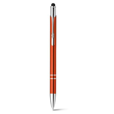 Металева кулькова ручка з функцією стилуса, сині чорнила, колір помаранчевий - 91849-128- Фото №2