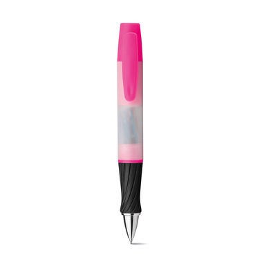 Многофункц. ручка 3 в 1 с синими чернилами, подсветка, 8 скрепок, цвет розовый - 81211-102- Фото №2