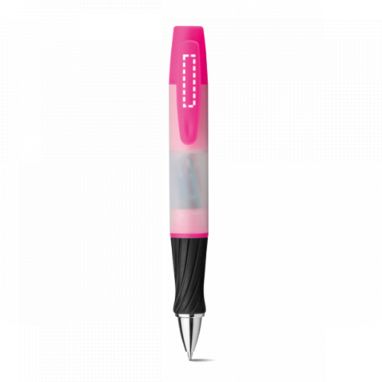 Многофункц. ручка 3 в 1 с синими чернилами, подсветка, 8 скрепок, цвет розовый - 81211-102- Фото №3