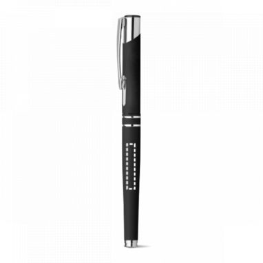 Метал. ручка-роллер с прорезиненной поверхностью, синие чернила, цвет черный - 13574-103- Фото №3