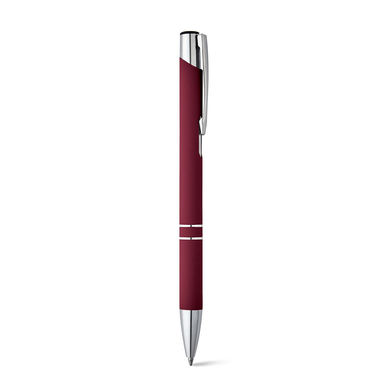 Металлическая ручка с прорезиненной поверхностью, синие чернила, цвет красный - 81141-115- Фото №2