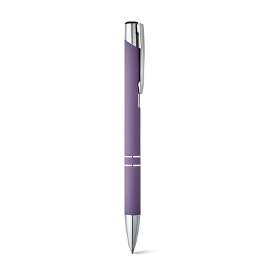 Металева ручка з прогумованою поверхнею, сині чорнила, колір пурпурний - 81141-142- Фото №2