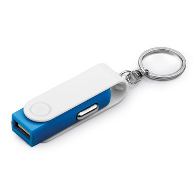 Пластиковый брелок - USB-адаптер для автомобиля, цвет синий - 45326-124- Фото №2