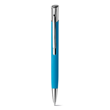 Металева ручка з прогумованою поверхнею, сині чорнила, колір синій - 81192-124- Фото №2