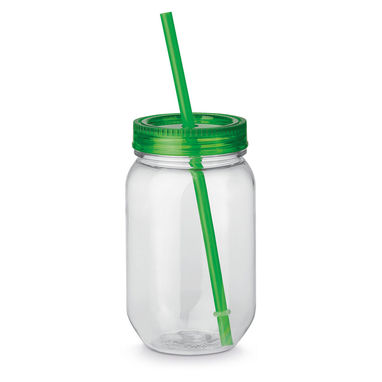 Пластиковая бутылка с соломкой, 550 мл, цвет зеленый - 94070-109- Фото №2