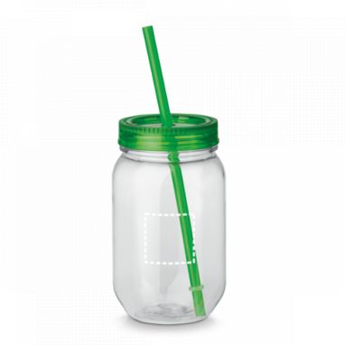Пластиковая бутылка с соломкой, 550 мл, цвет зеленый - 94070-109- Фото №3