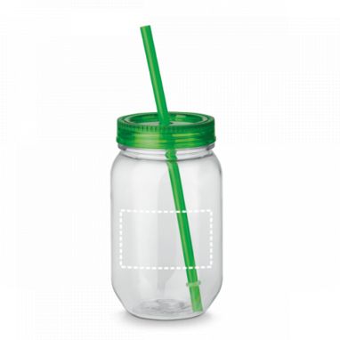 Пластиковая бутылка с соломкой, 550 мл, цвет зеленый - 94070-109- Фото №4