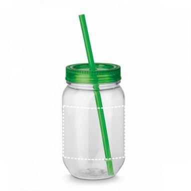 Пластиковая бутылка с соломкой, 550 мл, цвет зеленый - 94070-109- Фото №5