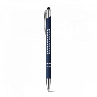 Металева ручка, функція стилуса, прогумована, сині чорнила, колір синій - 81164-124- Фото №3