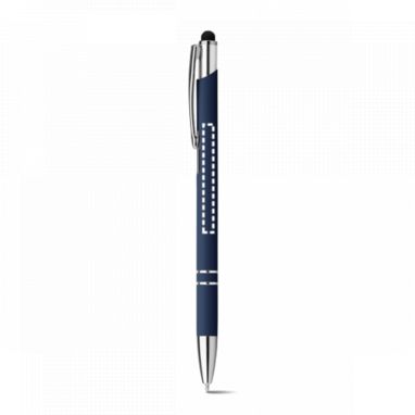 Металева ручка, функція стилуса, прогумована, сині чорнила, колір синій - 81164-124- Фото №4
