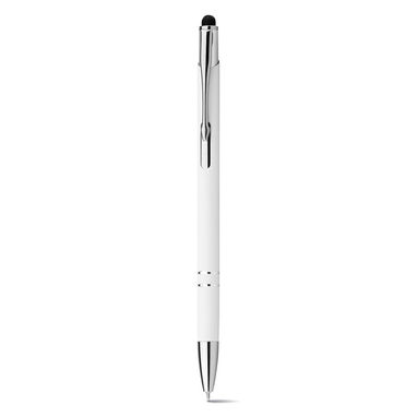 Металлическая ручка, функция стилуса, прорезиненная, синие чернила, цвет белый - 81164-106- Фото №2