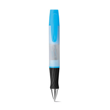Многофункц. ручка 3 в 1 с синими чернилами, подсветка, 8 скрепок, цвет синий - 81211-124- Фото №2