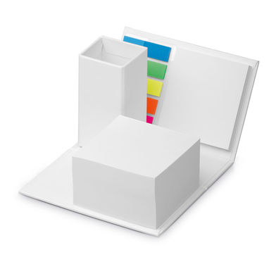 Набор клеящихся блоков с подставкой для карандашей, цвет белый - 53434-106- Фото №2