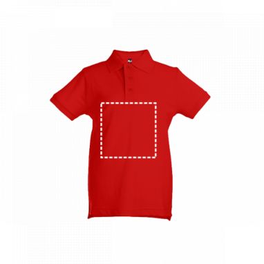ADAM KIDS. Детская футболка-поло унисекс, цвет красный  размер 10 - 30173-105-10- Фото №3