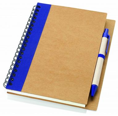 Эко-блокнот с ручкой из бумаги вторичной переработки, цвет натуральный, темно-синий - 10626802- Фото №1