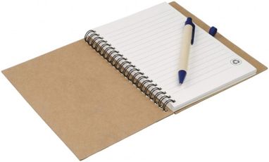 Эко-блокнот с ручкой из бумаги вторичной переработки, цвет натуральный, темно-синий - 10626802- Фото №2