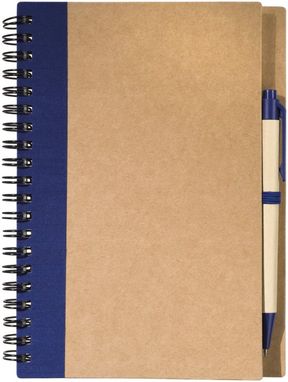 Эко-блокнот с ручкой из бумаги вторичной переработки, цвет натуральный, темно-синий - 10626802- Фото №4