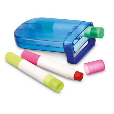 Коробка с 3 восковыми карандашами, цвет синий - 12481-104- Фото №1