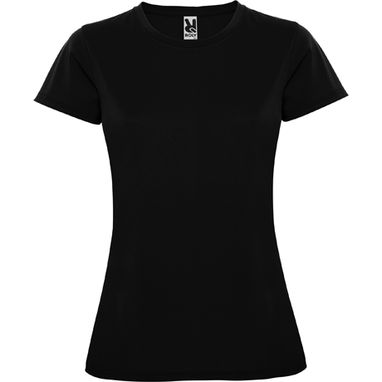 MONTECARLO WOMAN Приталенная футболка с круглым вырезом и усиленными швами, цвет черный  размер S - CA04230102- Фото №1