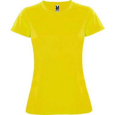 MONTECARLO WOMAN Приталенная футболка с круглым вырезом и усиленными швами, цвет желтый  размер S - CA04230103- Фото №1