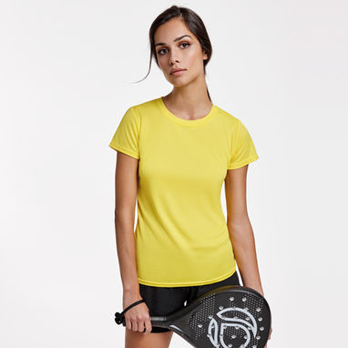 MONTECARLO WOMAN Приталенная футболка с круглым вырезом и усиленными швами, цвет желтый  размер S - CA04230103- Фото №2