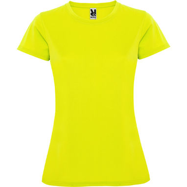 MONTECARLO WOMAN Приталенная футболка с круглым вырезом и усиленными швами, цвет желтый флюорисцентный  размер S - CA042301221- Фото №1