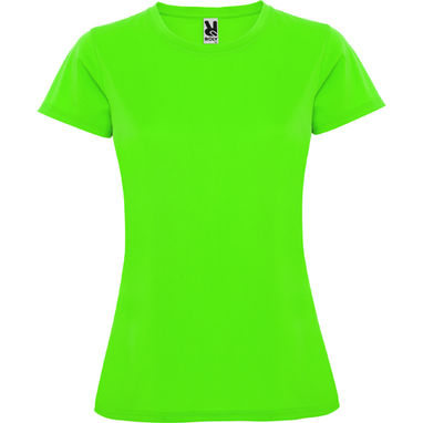 MONTECARLO WOMAN Приталенная футболка с круглым вырезом и усиленными швами, цвет лайм  размер S - CA042301225- Фото №1
