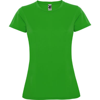 MONTECARLO WOMAN Приталенная футболка с круглым вырезом и усиленными швами, цвет ярко-зеленый  размер S - CA042301226- Фото №1