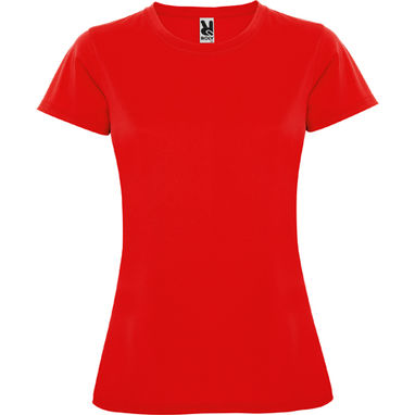 MONTECARLO WOMAN Приталенная футболка с круглым вырезом и усиленными швами, цвет красный  размер S - CA04230160- Фото №1