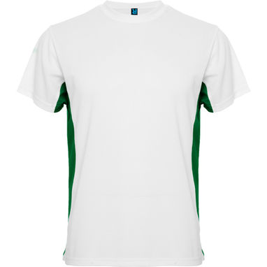 TOKYO Двухцветная футболка с круглым вырезом с усиленными швами, цвет белый, зеленый глубокий  размер S - CA0424010120- Фото №1