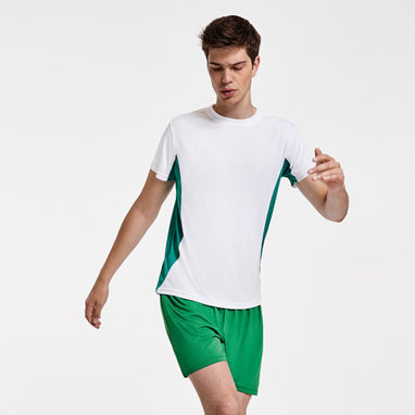 TOKYO Двухцветная футболка с круглым вырезом с усиленными швами, цвет белый, зеленый глубокий  размер S - CA0424010120- Фото №2