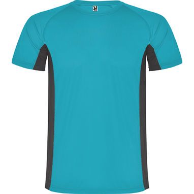 SHANGHAI Спортивная футболка с коротким рукавом в сочетании двух полиэфирных тканей, цвет бирюзовый, темно-серый  размер S - CA6595011246- Фото №1