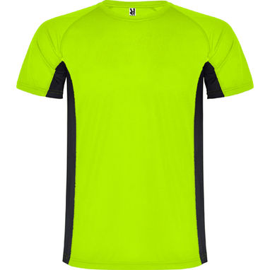 SHANGHAI Спортивна футболка з коротким рукавом в поєднанні двох поліефірних тканин, колір флюорісцентний зелений, чорний  розмір S - CA65950122202- Фото №1