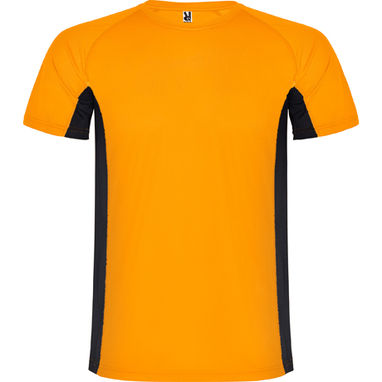 SHANGHAI Спортивна футболка з коротким рукавом в поєднанні двох поліефірних тканин, колір оранжевий флюорісцентний, чорний  розмір S - CA65950122302- Фото №1