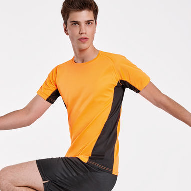 SHANGHAI Спортивная футболка с коротким рукавом в сочетании двух полиэфирных тканей, цвет оранжевый флюорисцентный, черный  размер S - CA65950122302- Фото №2